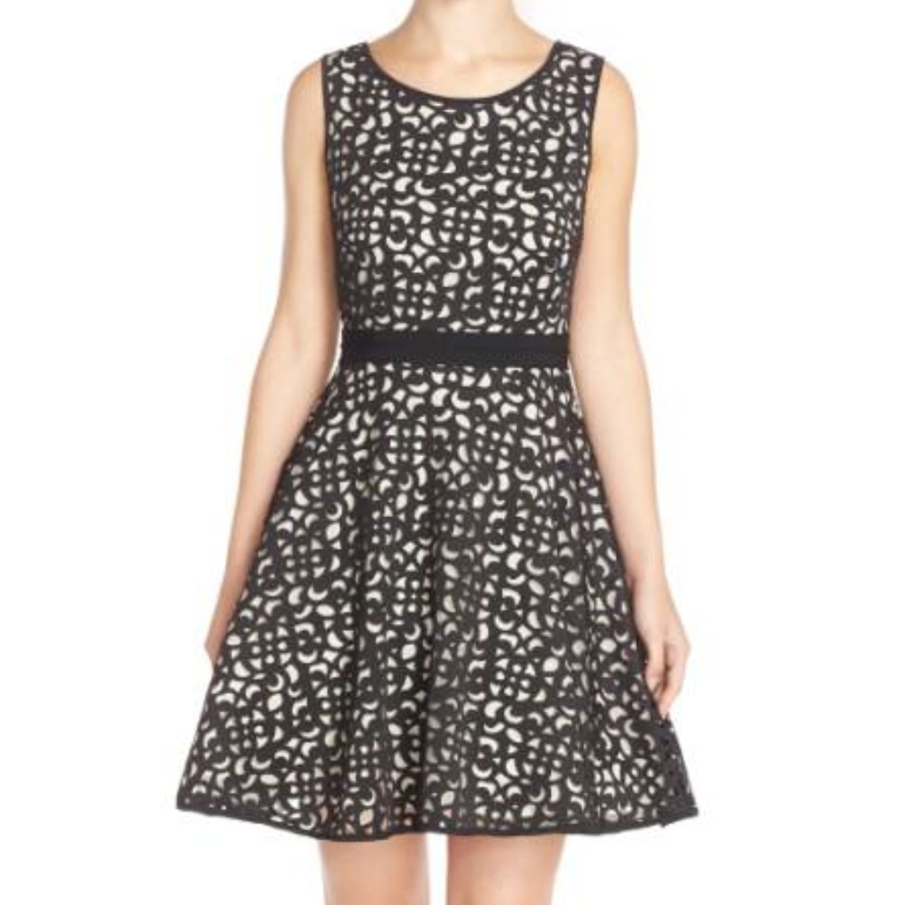 Xscape Laser Cut Fit & Flare Dress